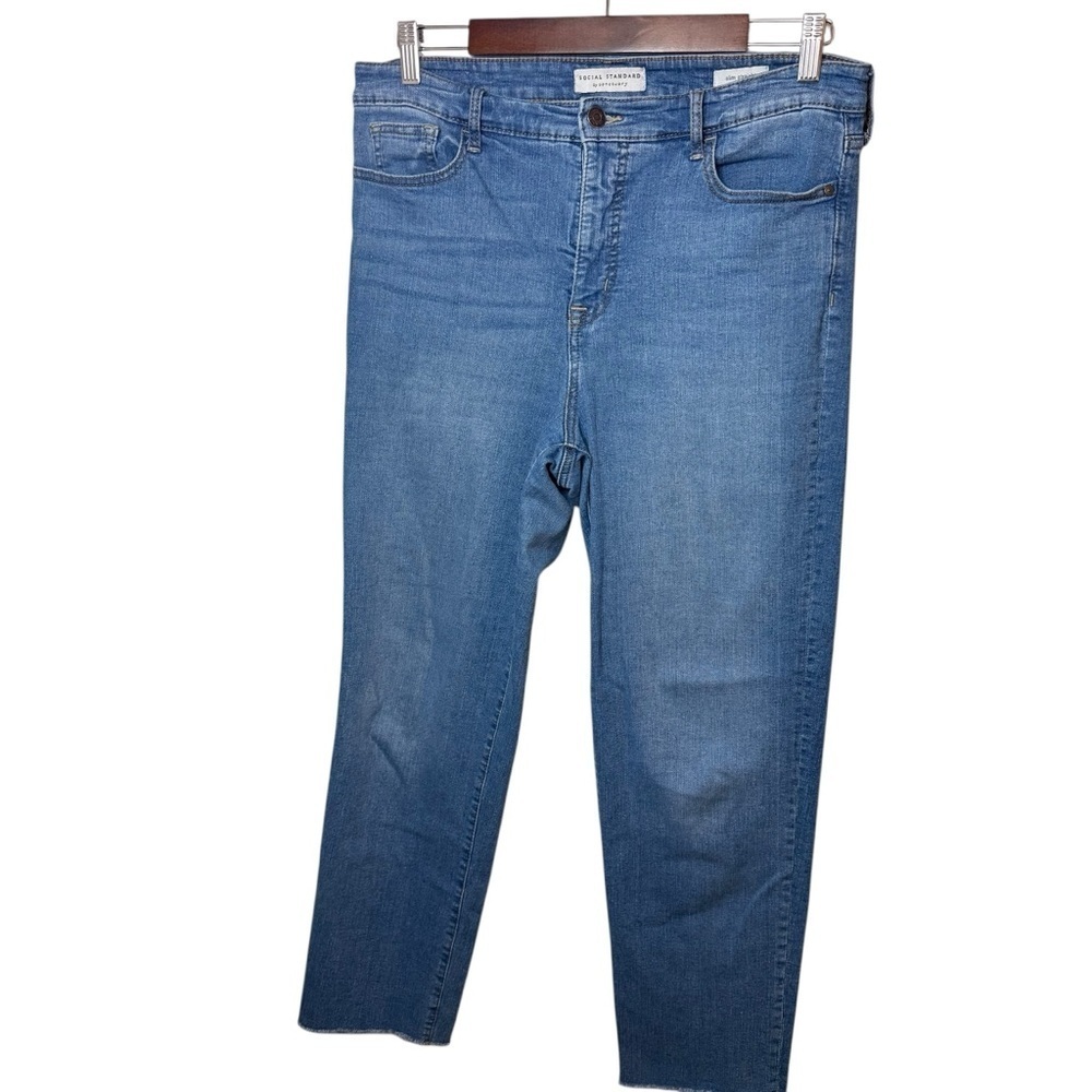 Sanctuary | Medium Wash Raw Hem Slim Straight Jeans | Sz 12